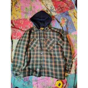 Brazos Work Force Series Jacket Mens M Green Flannel Line Heavyweight Snap Front